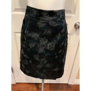 Nili Lotan Black Coated Vegan Fur A-Line Skirt, Size 6